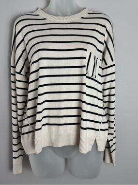 Garnet Hill Easy Pima Cotton Striped Sweater Tee Size Large